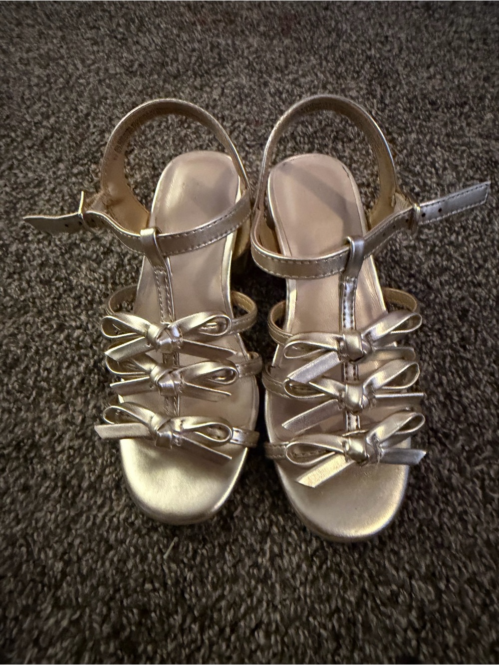 The Children's Place Metallic Gold Bow T-Strap Sandals